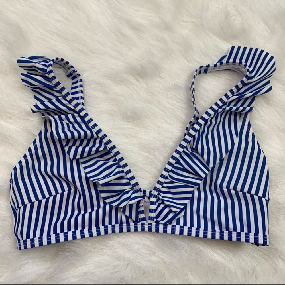 Blue and White Striped Bikini Swimwear